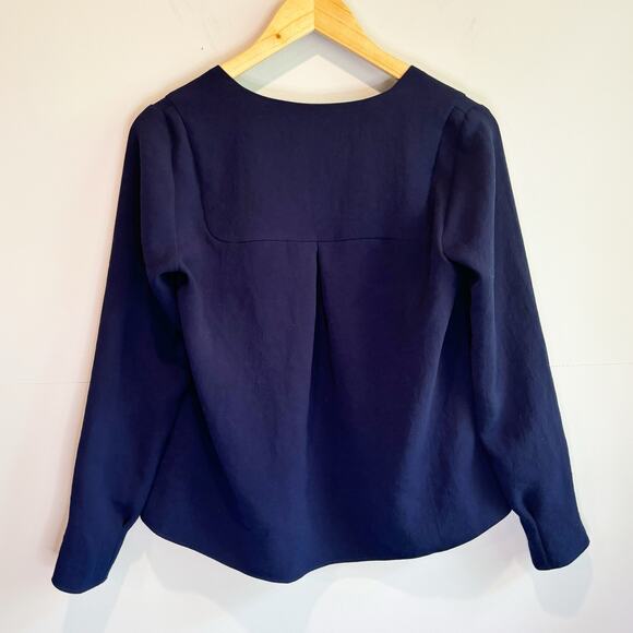 Cotelac Navy Blue Textured Blouse Top - size 0 (US 4) - Picture 4 of 4